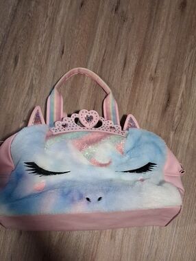 Miss Gwen's Omg Kids Pink Rainbow Unicorn Plush Tote Bag - Brand Unspecified